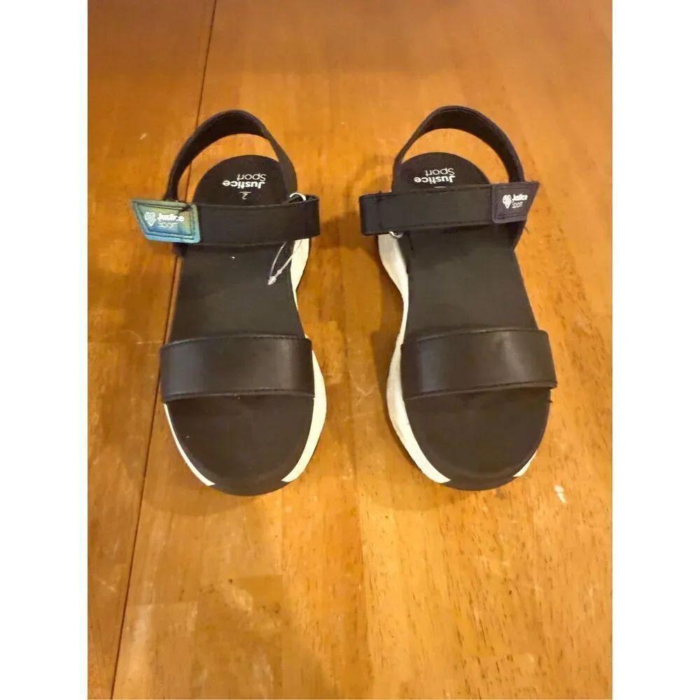 Justice Youth girl Black Strappy Sandals SZ 2